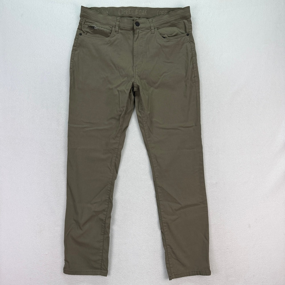 Copper & Oak Olive Green Everyday Casual Pants Comfort Stretch 34x30 (tag 36x32)